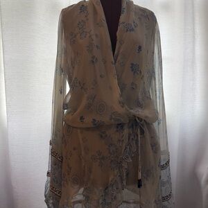 Rococo Sand Cream and Blue High Low Dress